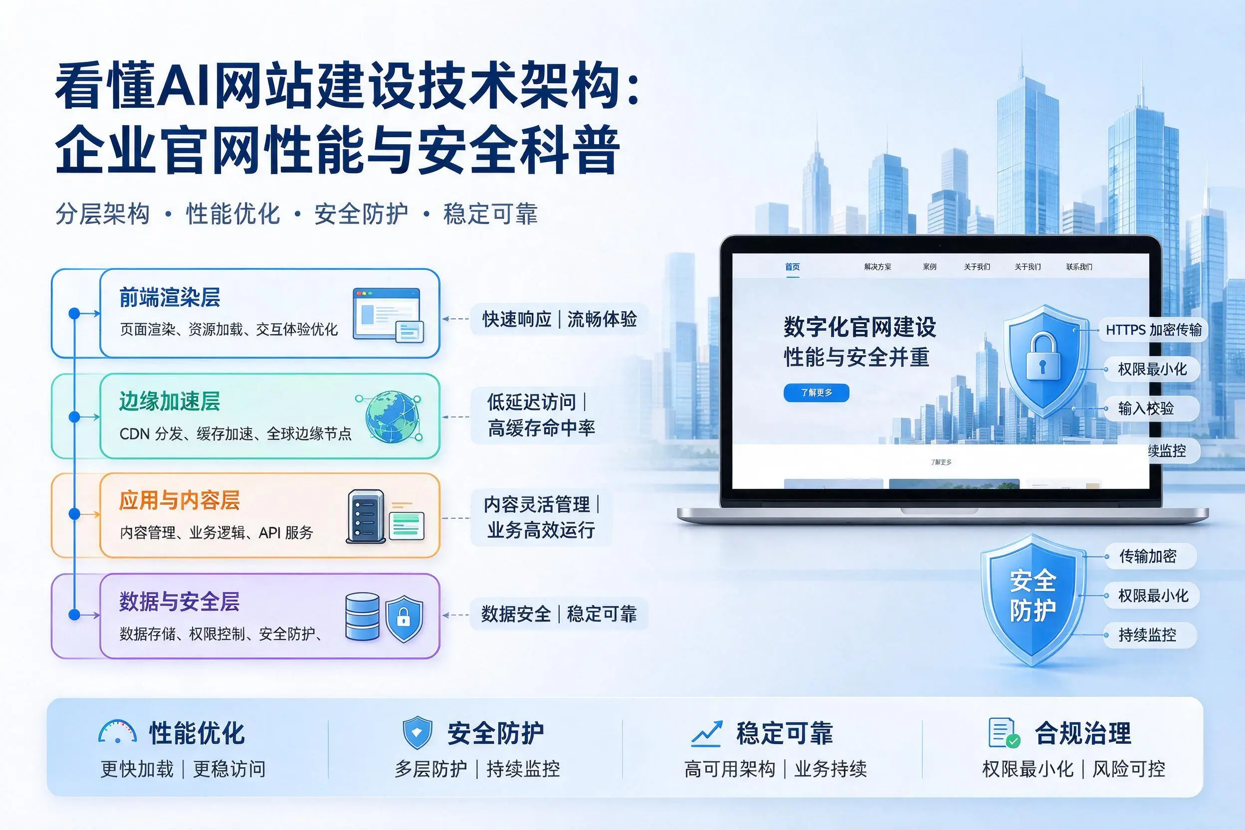 看懂AI网站建设技术架构:宜春企业官网性能与安全科普