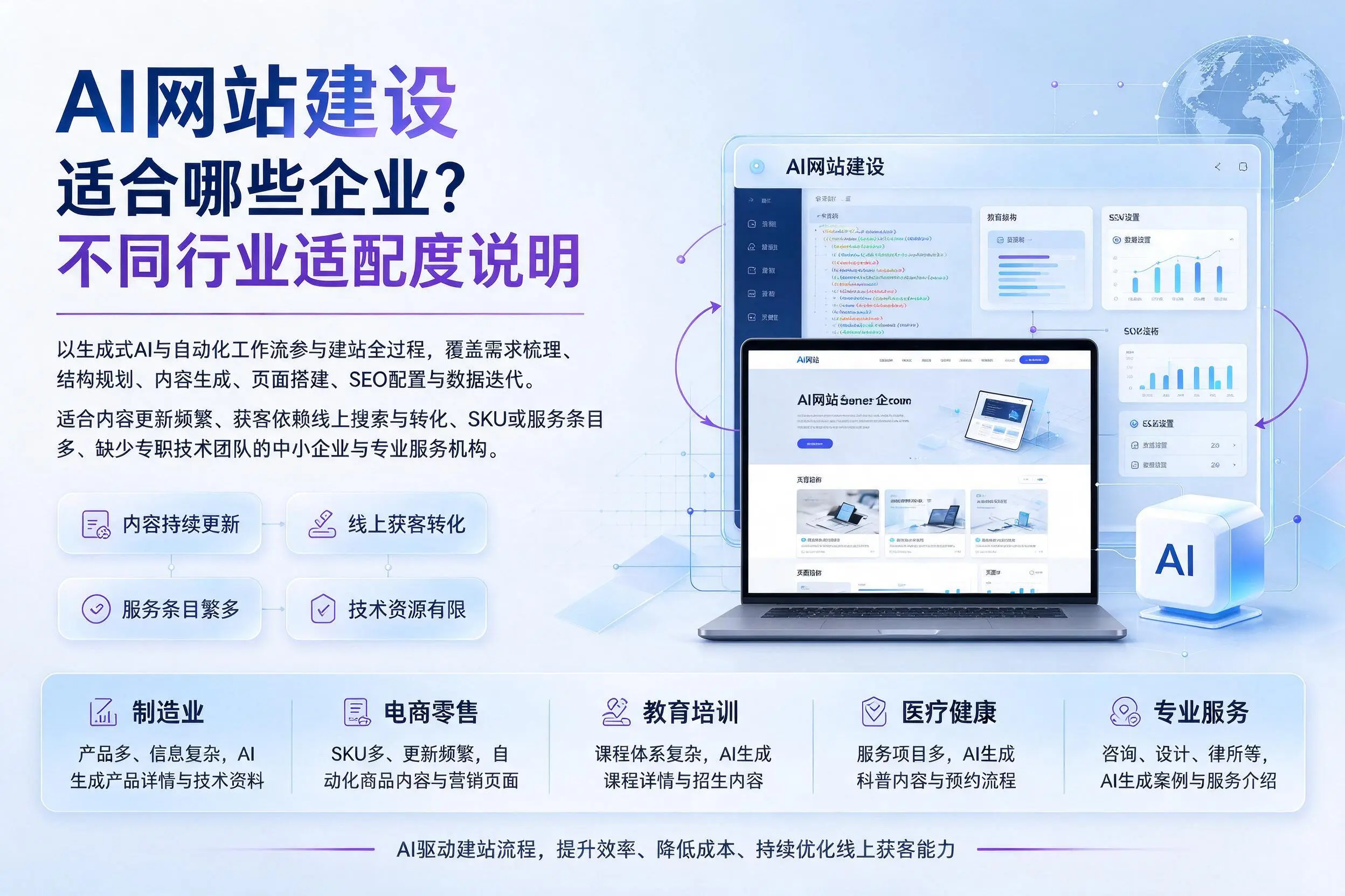 AI网站建设适合哪些企业？宜春不同行业适配度说明